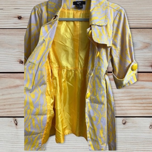 Anthropologie Luii Belted Yellow & Gray Lined Trench Jacket - Picture 4 of 9